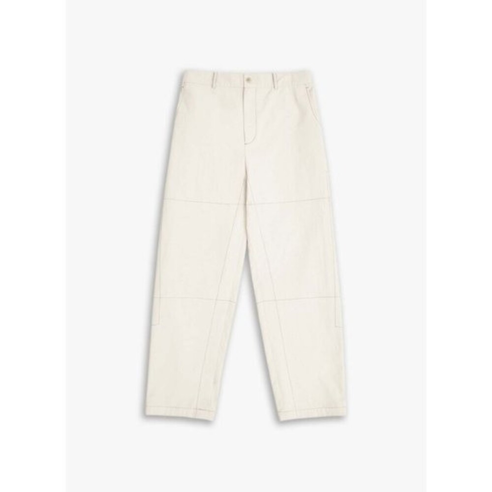 Gentle Herd Men's Stitched Tapered 100% Cotton Trousers Off White NWT Size Large